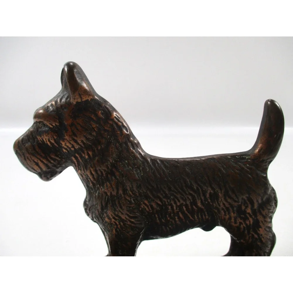 Vintage Heavy Brass single Scottie Terrier Dog Doorstop Bookend Paper Weight 5